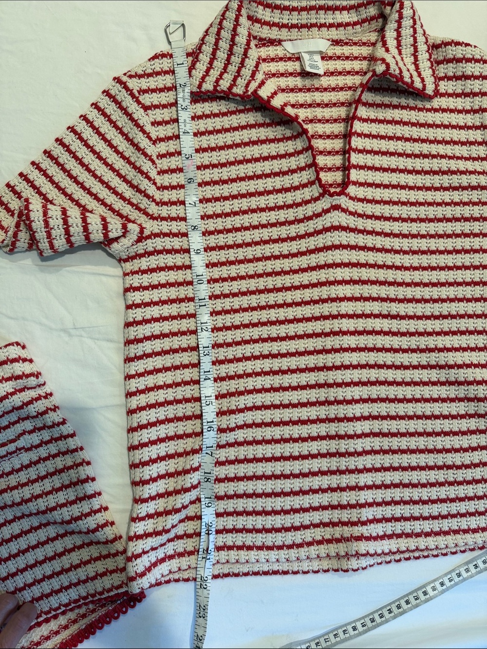 H&M Red and White Striped Crochet Polo Top & Shorts Set - Picture 7 of 10